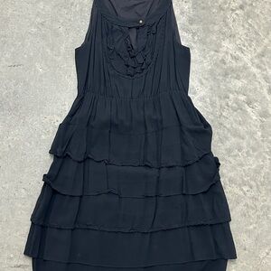 Maeve by Anthropologie Black Ruffled High Low Dress size 6